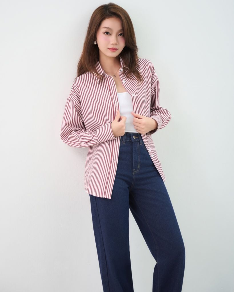  Áo Sơ Mi Sọc Oversize FAS350 