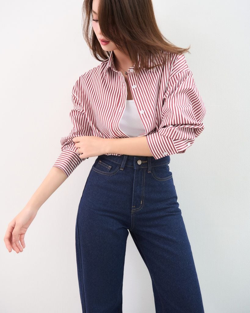  Áo Sơ Mi Sọc Oversize FAS350 