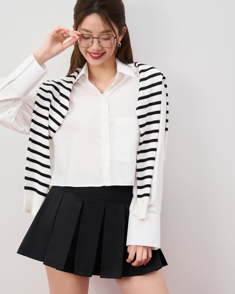  Áo Sơ Mi Croptop Trơn FAS357 