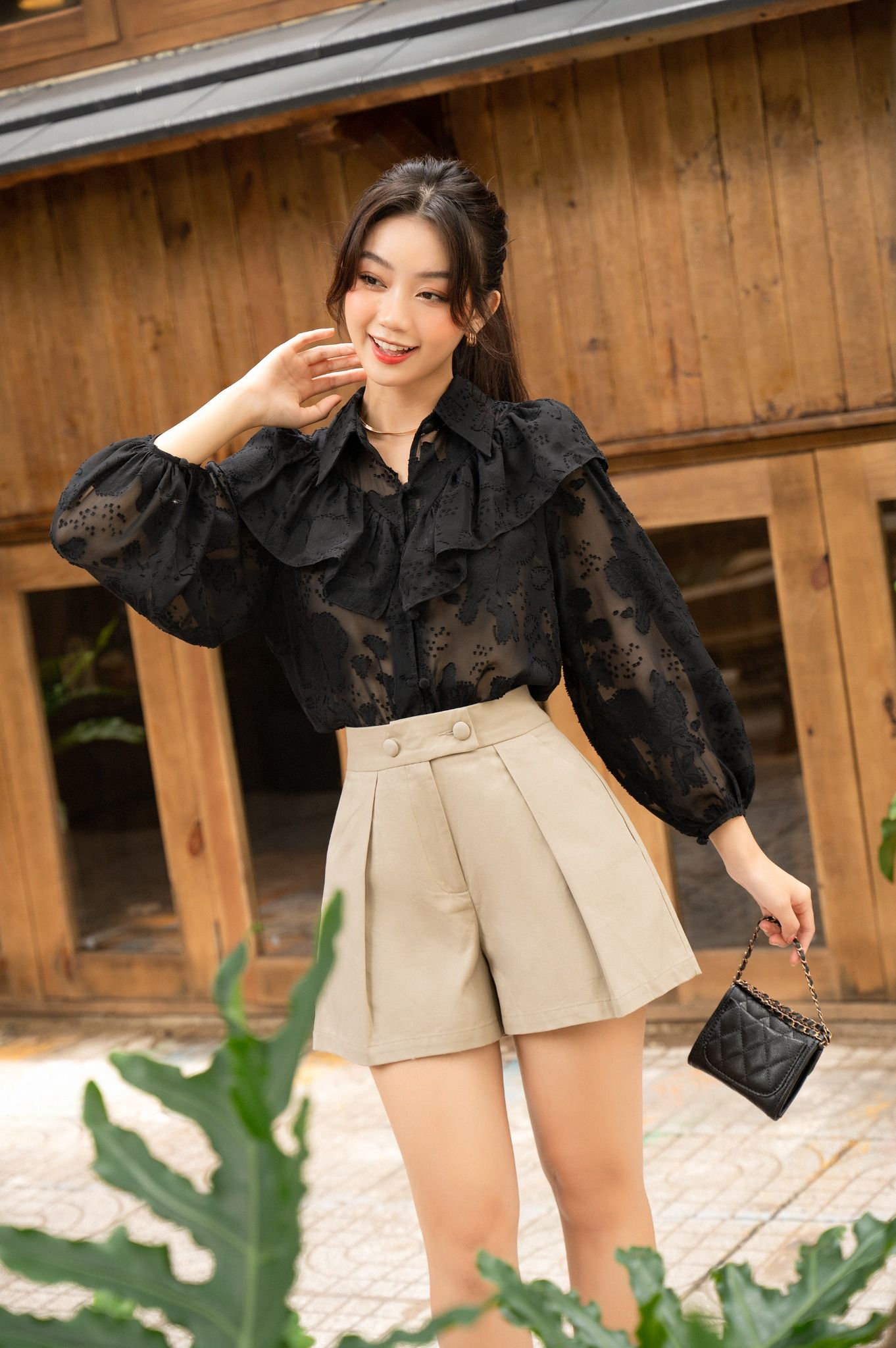 Áo Sơ Mi Tay Phồng Nhún Bèo 2 mặt FAS194 Gillee #11 Áo Sơ Mi Tay Phồng Nhún Bèo 2 mặt FAS194 Gillee