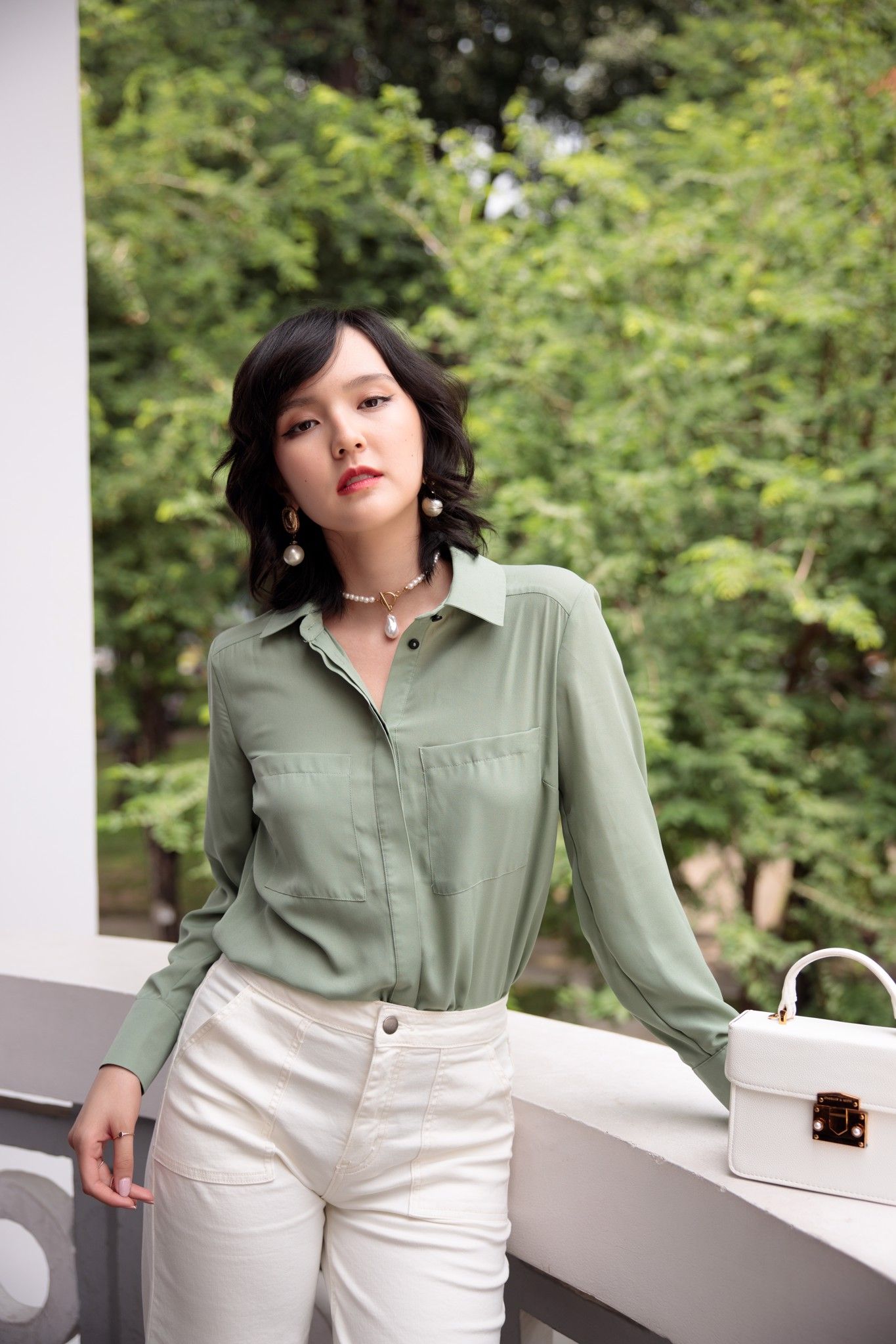 Áo sơ mi lụa nữ công sở cổ nơ bản to Hanyza Store #15 Áo sơ mi lụa nữ công sở cổ nơ bản to Hanyza Store