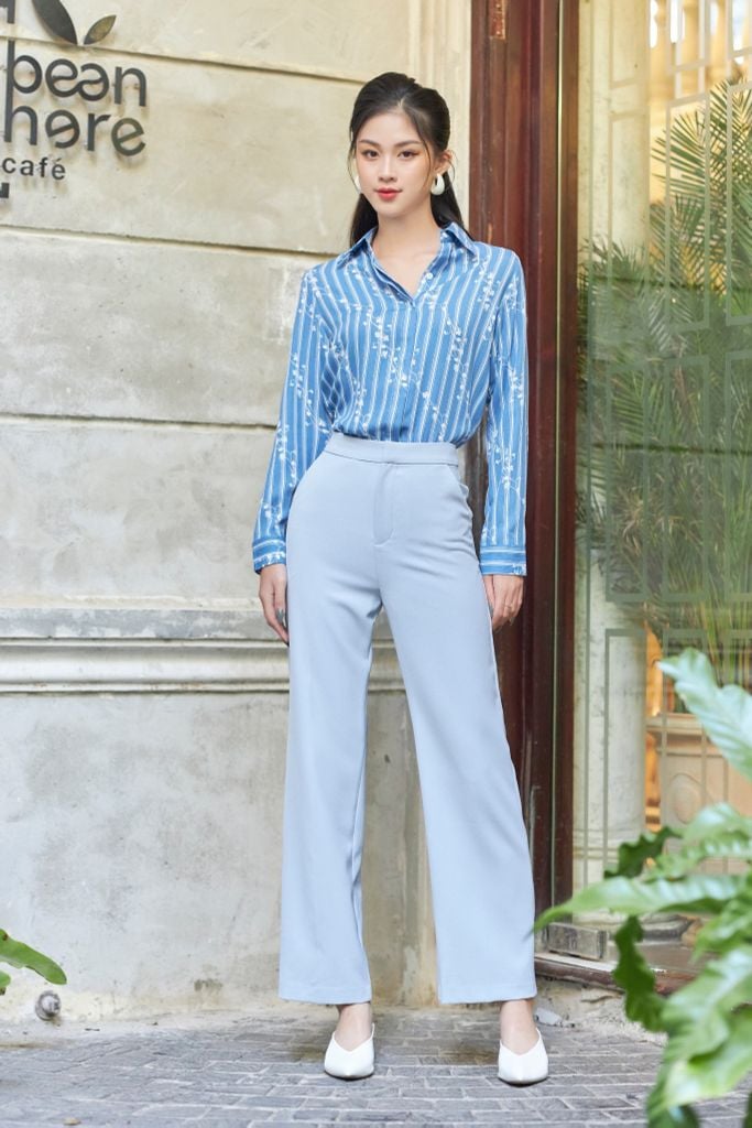  Quần Ống Suông Tuyết Mưa Xanh 