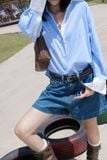  Áo Sơ Mi Sọc Phối Cổ Oversize FAS354 