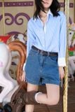  Áo Sơ Mi Sọc Phối Cổ Oversize FAS354 