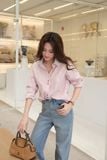  Áo Sơ Mi Sọc Form Rộng Cúc Đôi FAS382 