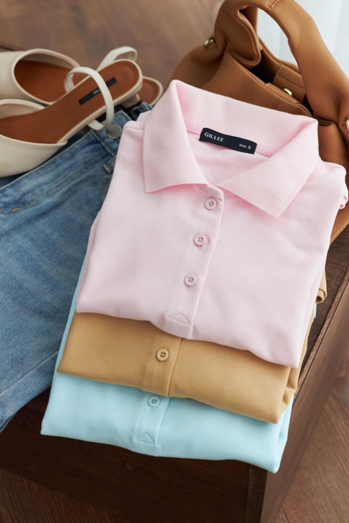 Áo Thun Polo Trơn FAP078 Hồng Pastel