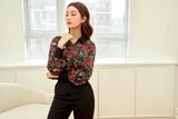  Áo Sơ Mi Lụa Tuyết Đen Lisa 