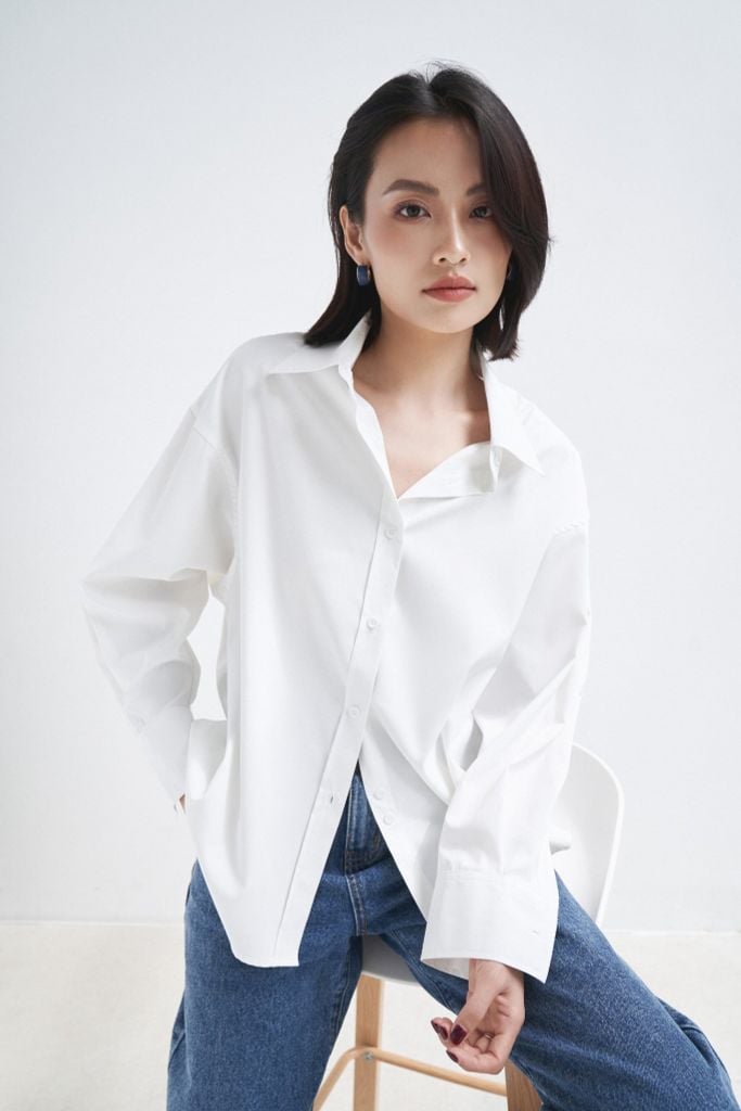 Áo Sơ Mi Trơn Oversize FAS291 - Trắng