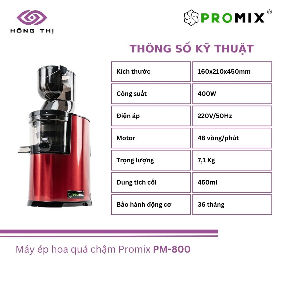  Máy ép chậm hoa quả PROMIX PM-800 - Nhập Khẩu Chính Hãng 