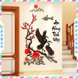  Tranh mica EPeBen dán tường nổi 3d hình chim hạc An Khang Thịnh Vượng decor trang trí Nhà Cửa, Phòng khách 