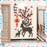  Tranh mica EPeBen dán tường nổi 3d hình chữ thư pháp tiếng Việt An Khang Thịnh Vượng trang trí Nhà Cửa hươu nai mùa xuân 