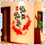  Tranh mica EPeBen dán tường nổi 3d hình cá chép thư pháp tiếng Việt Phát Tài Phát Lộc decor trang trí Nhà Cửa mùa xuân 