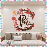  Tranh mica EPeBen dán tường nổi 3d hình chữ thư pháp tiếng Việt Phúc Xuân hoa đào decor trang trí Nhà Cửa, Phòng Bếp 