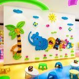  Tranh mica EPeBen dán tường nổi 3d hình bầy thú chơi trốn tìm decor trang trí nhà trẻ, phòng cho bé 