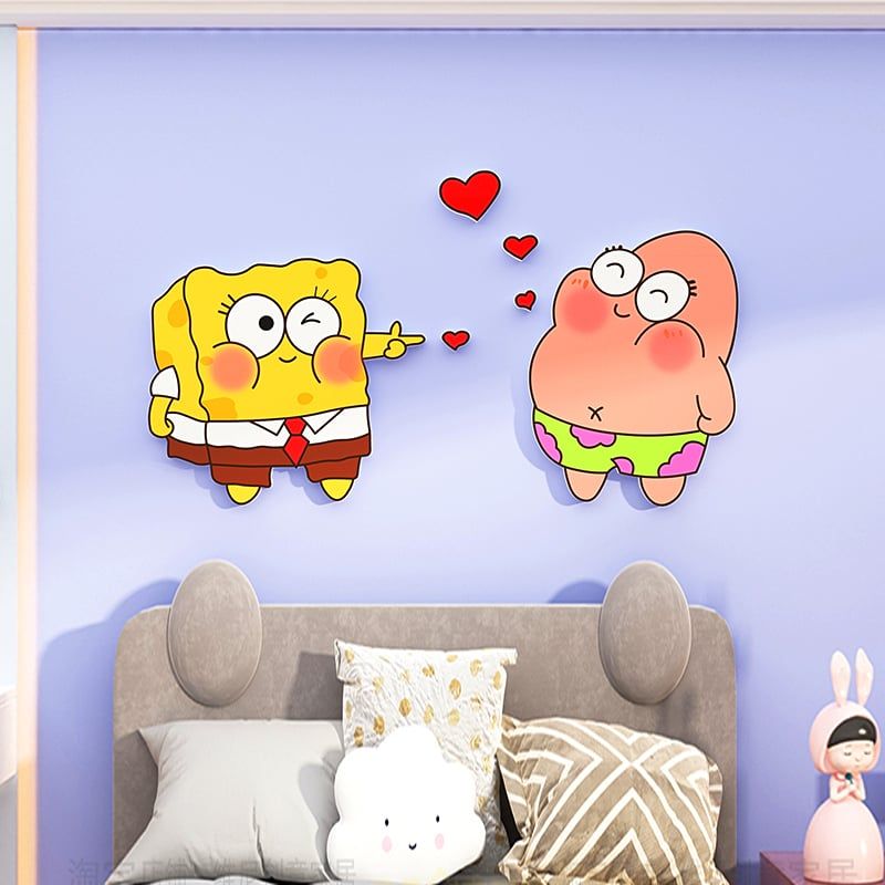  Tranh Fomex EPeBen dán tường nổi 3d Hình Bọt Biển Tinh Nghịch decor trang trí Phòng cho ngủ bé, Phòng khách, Mẫu giáo 