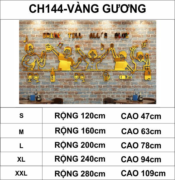  Tranh mica EPeBen dán tường nổi 3d hình Cùng nhau nâng cốc decor trang trí quán nhậu, nhà hàng, quán ăn 