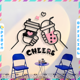  Tranh mica EPeBen dán tường nổi 3d hình Cheers Trà Sữa decor trang trí Quán Cafe, Trà Sữa 
