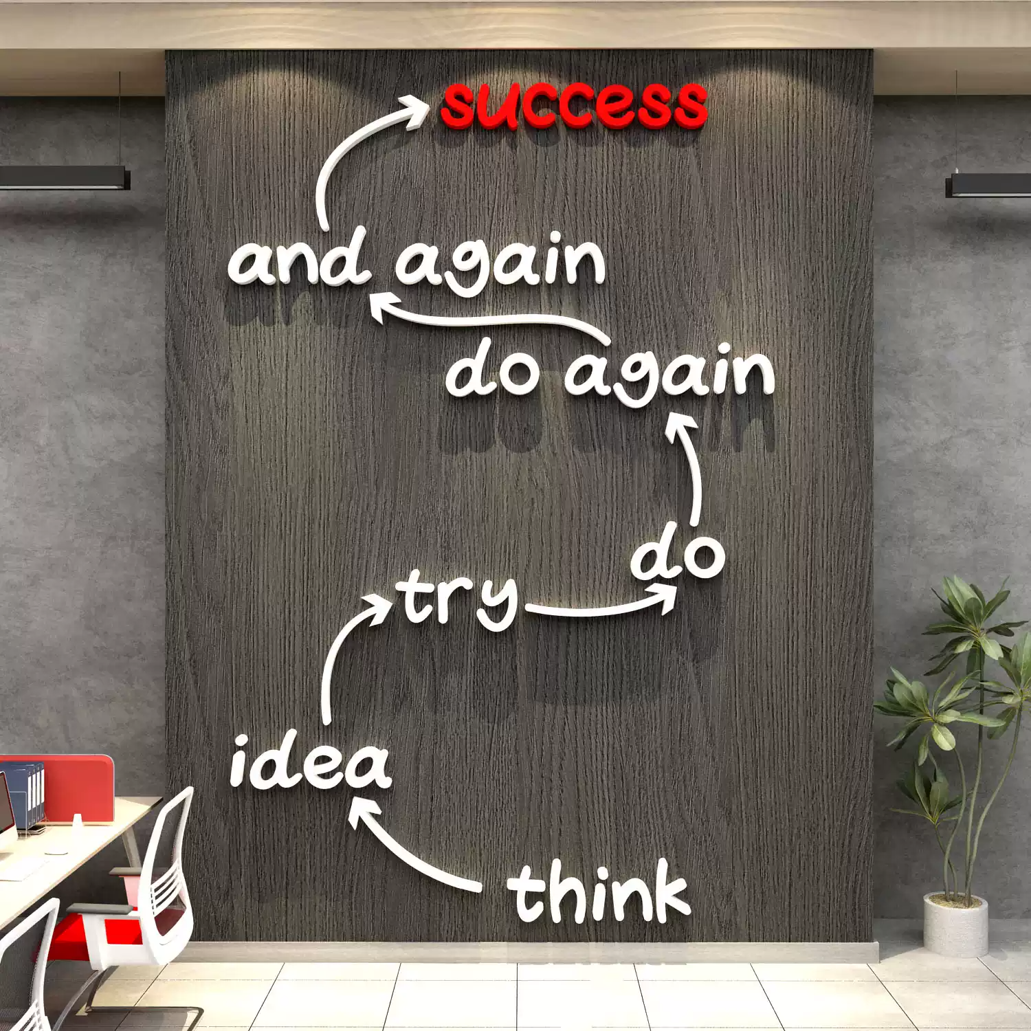  Tranh mica EPeBen dán tường nổi 3d hình SUCCESS  decor Trang Trí  văn phòng,phòng họp 