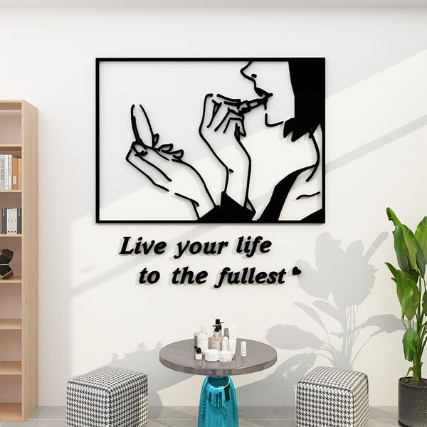  Tranh mica EPeBen dán tường nổi 3d hình cô gái makeup trang điểm trang trí tiệm nail, tiệm trang điểm, cửa hàng mỹ phẩm 