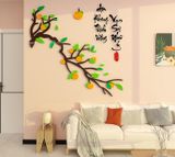  Tranh mica EPeBen dán tường nổi 3d hình chim hạc thư pháp tiếng việt Mùa Xuân cây hoa đào trang trí Nhà Cửa, Phòng Bếp 