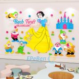  Nháp PCB311 - Tranh mica EPeBen dán tường nổi 3d hình Nàng Bạch Tuyết và 7 chú lùn decor trang trí phòng cho bé, mầm non, mẫu giáo 