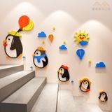  Tranh mica EPeBen dán tường nổi 3d hình Đàn Chim Cánh Cụt bóng bay decor trang trí Mầm Non, Mẫu Giáo, cầu thang 