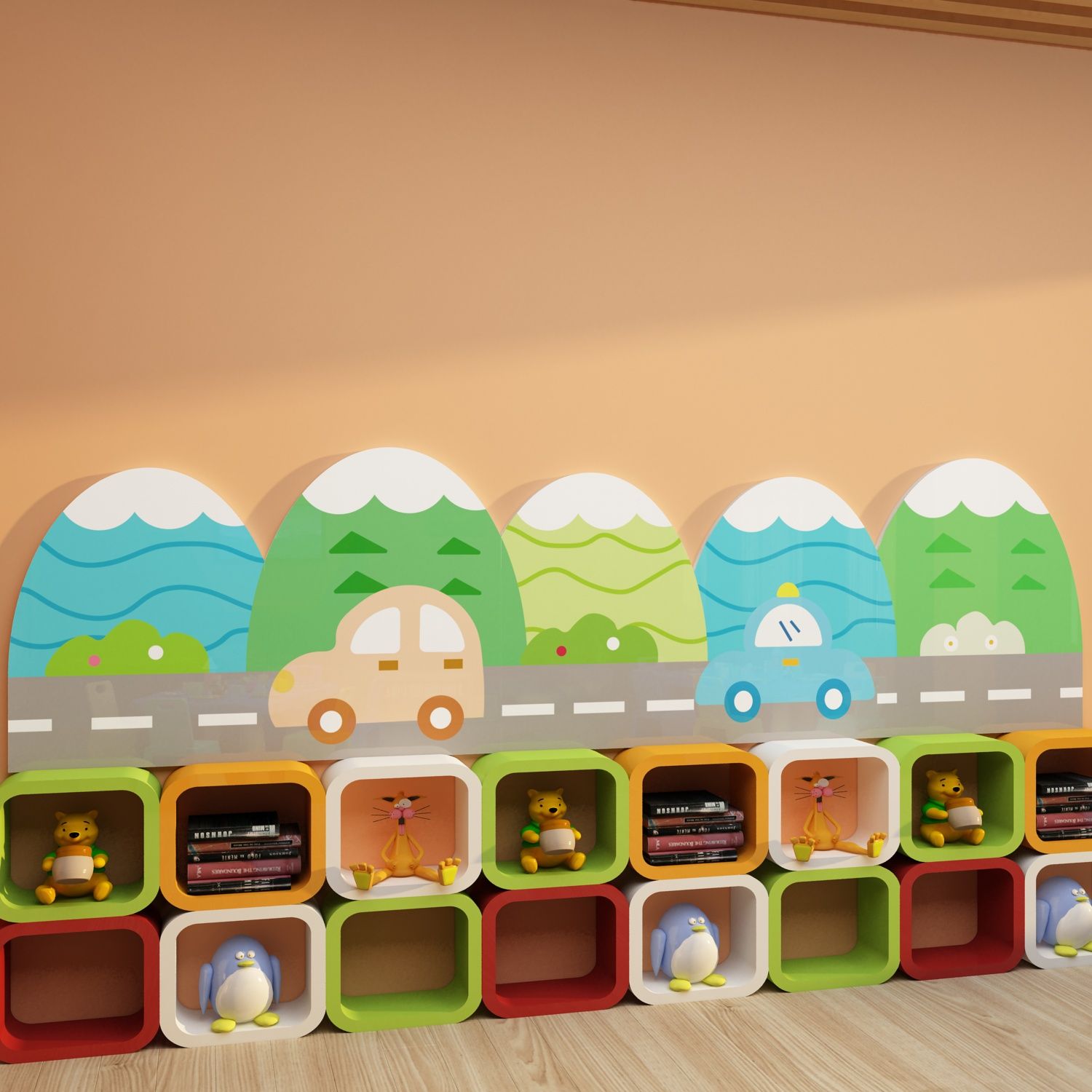  Tranh Fomex EPeBen dán tường nổi 3d Hình Ô tô đi trên cao tốc decor trang trí Phòng ngủ cho bé, Mầm Non, Phòng Khách 