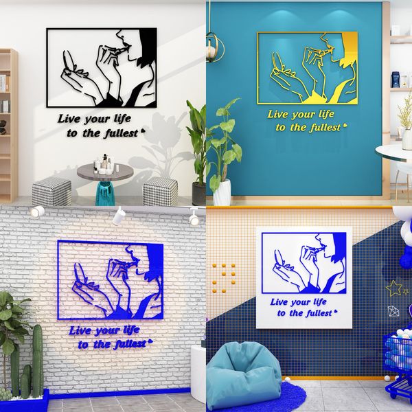  Tranh mica EPeBen dán tường nổi 3d hình cô gái makeup trang điểm trang trí tiệm nail, tiệm trang điểm, cửa hàng mỹ phẩm 