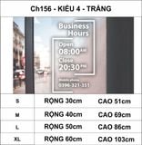  Chữ mica giờ làm việc, logo theo yêu cầu (chữ dán nổi) welcome trang trí cửa kính ra vào, cửa hàng,quán ăn,kinh doanh 
