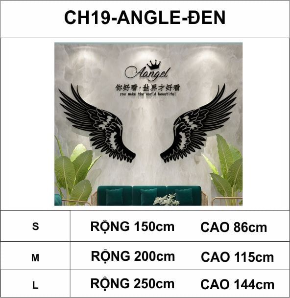  Tranh mica EPeBen dán tường nổi 3d hình đôi cánh thiên thần decor trang trí nhà, cửa hàng, shop thời trang 