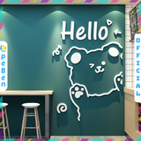  Tranh mica EPeBen dán tường nổi 3d hình Gấu Hello decor trang trí Quán Trà Sữa, Quán Bánh Ngọt 