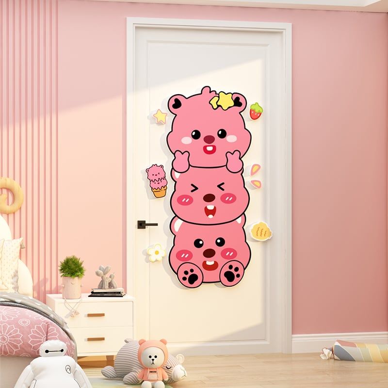  Tranh Fomex EPeBen dán tường nổi 3d Hình Ba Chú Gấu Hồng decor trang trí Phòng cho bé, Phòng ngủ, Phòng khách, Mẫu giáo 