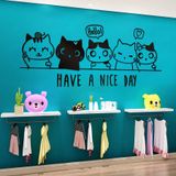  Tranh mica EPeBen dán tường nổi 3d hình 5 Chú Mèo Xin Chào decor Trang Trí Cửa Hàng,Quán ăn,phòng ngủ ,phòng khách 