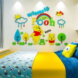  Tranh mica EPeBen dán tường nổi 3d hình gấu pu winnie the pooh dưới mưa decor trang trí mầm non, phòng cho bé 