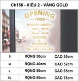  Chữ mica giờ làm việc, logo theo yêu cầu (chữ dán nổi) welcome trang trí cửa kính ra vào, cửa hàng,quán ăn,kinh doanh 