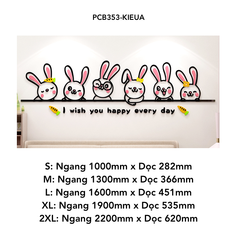  Tranh mica EPeBen dán tường nổi 3d hình Những Chú Thỏ Dễ Thương cà rốt happy every day trang trí Phòng Ngủ, Phòng Cho Bé 