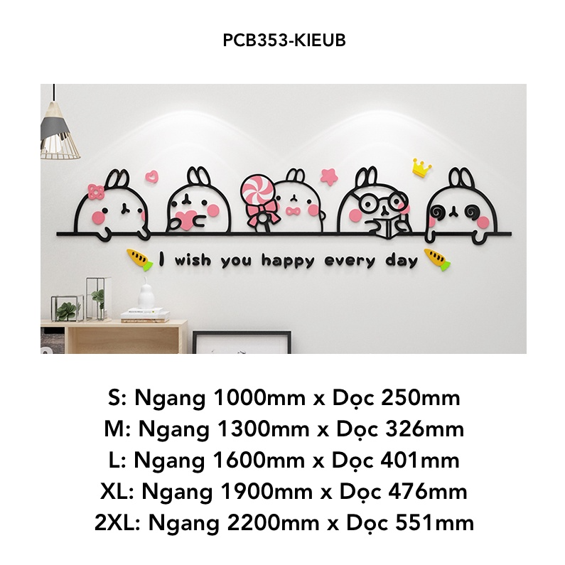  Tranh mica EPeBen dán tường nổi 3d hình Những Chú Thỏ Dễ Thương cà rốt happy every day trang trí Phòng Ngủ, Phòng Cho Bé 