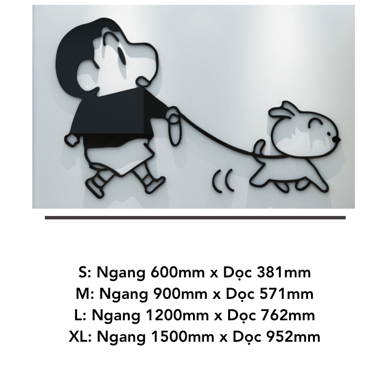  Tranh mica EPeBen dán tường nổi 3d hình Shin Cậu Bé Bút Chì dắt chó decor trang trí Phòng Khách, Cửa Ra Vào 