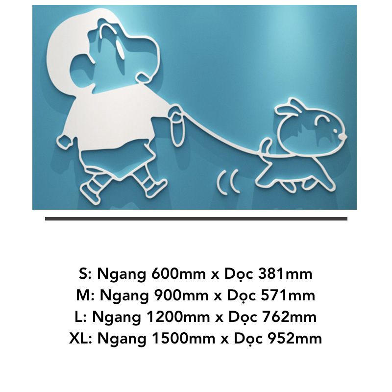  Tranh mica EPeBen dán tường nổi 3d hình Shin Cậu Bé Bút Chì dắt chó decor trang trí Phòng Khách, Cửa Ra Vào 