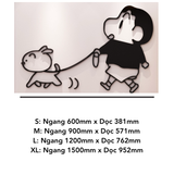  Tranh mica EPeBen dán tường nổi 3d hình Shin Cậu Bé Bút Chì dắt chó decor trang trí Phòng Khách, Cửa Ra Vào 