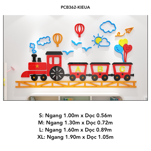  Tranh mica EPeBen dán tường nổi 3d hình Đoàn Tàu Xe Lửa decor trang trí Lớp Tiếng Anh, Mầm Non 