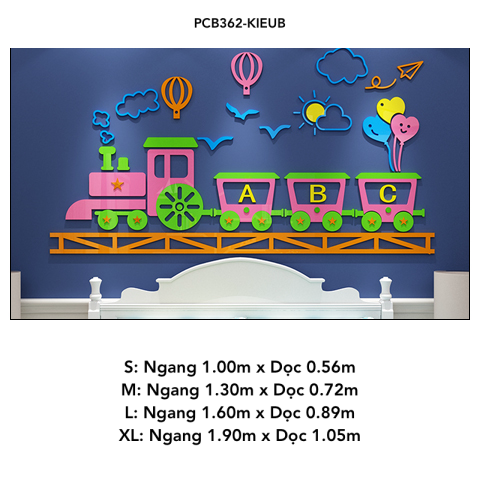  Tranh mica EPeBen dán tường nổi 3d hình Đoàn Tàu Xe Lửa decor trang trí Lớp Tiếng Anh, Mầm Non 