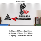  Tranh mica nổi 3d dán tường Logo quán Bi-a Billiard trang trí CLB Bida, cơ thủ, Phòng Game - EPeBen 