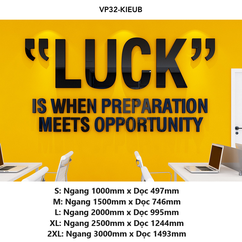  Tranh mica EPeBen dán tường nổi 3d hình chữ LUCK Thông Điệp khẩu hiệu tạo động lực trang trí Văn Phòng, Phòng Làm Việc 