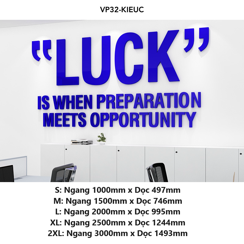  Tranh mica EPeBen dán tường nổi 3d hình chữ LUCK Thông Điệp khẩu hiệu tạo động lực trang trí Văn Phòng, Phòng Làm Việc 