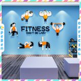  Tranh mica EPeBen dán tường nổi 3d hình Fitness don't be lazy nam nữ các động tác decor trang trí Phòng Tập Gym 