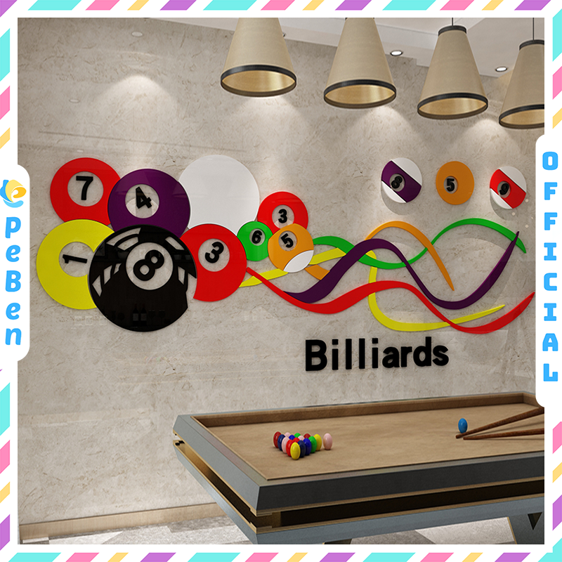  Tranh mica EPeBen dán tường nổi 3d hình chùm Bóng Bida decor trang trí Quán Bida, CLB Bida, billiard 