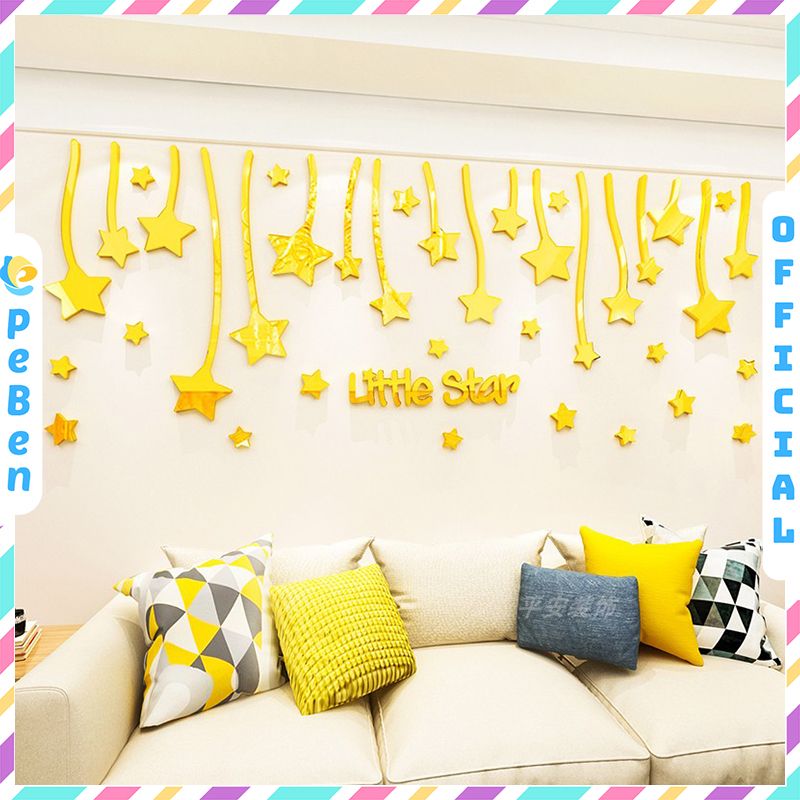  Tranh mica EPeBen dán tường nổi 3d hình Little Star mưa Sao Lãng Mạn decor trang trí Phòng Khách, Phòng Bếp, Nhà Cửa 