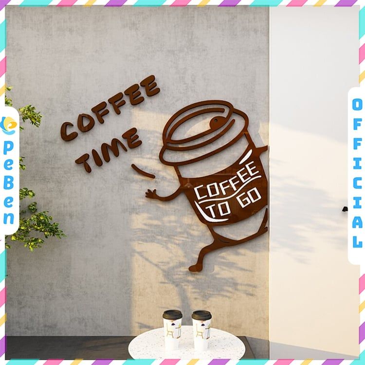  Tranh mica EPeBen dán tường nổi 3d hình coffee time to go take away,mèo, đồ uống décor Quán Cà Phê trang trí Trà Sữa 