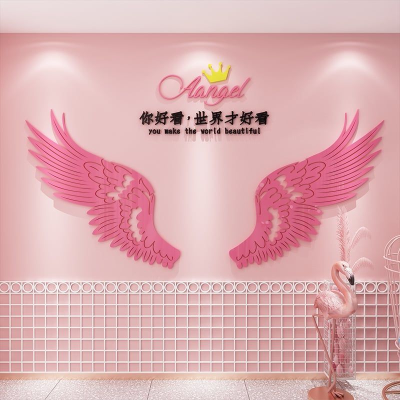  Tranh mica EPeBen dán tường nổi 3d hình đôi cánh thiên thần decor trang trí nhà, cửa hàng, shop thời trang 